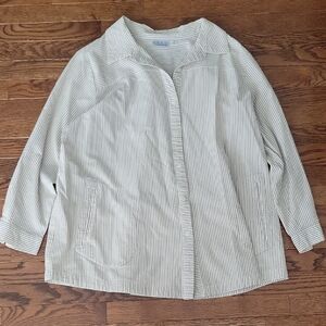 Joan Rivers Beige and White Striped Shirt